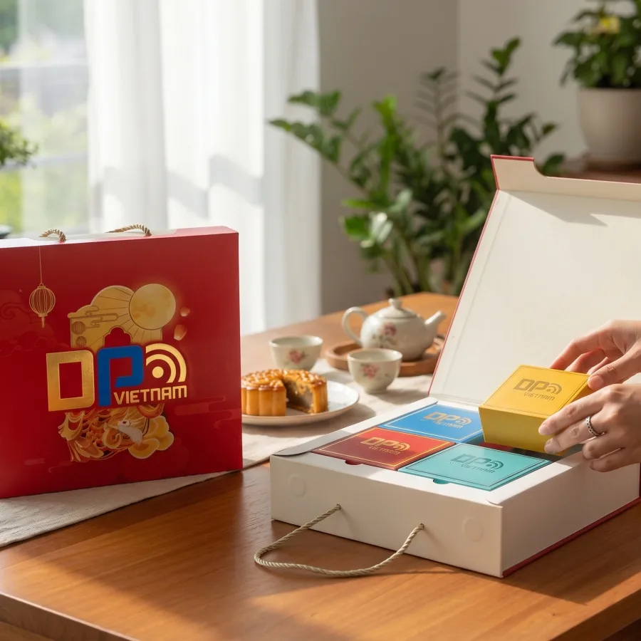 Hộp Bánh Trung Thu Vạn Phúc Tứ Sắc Cao Cấp, Thiết Kế Độc Quyền Theo Yêu Cầu