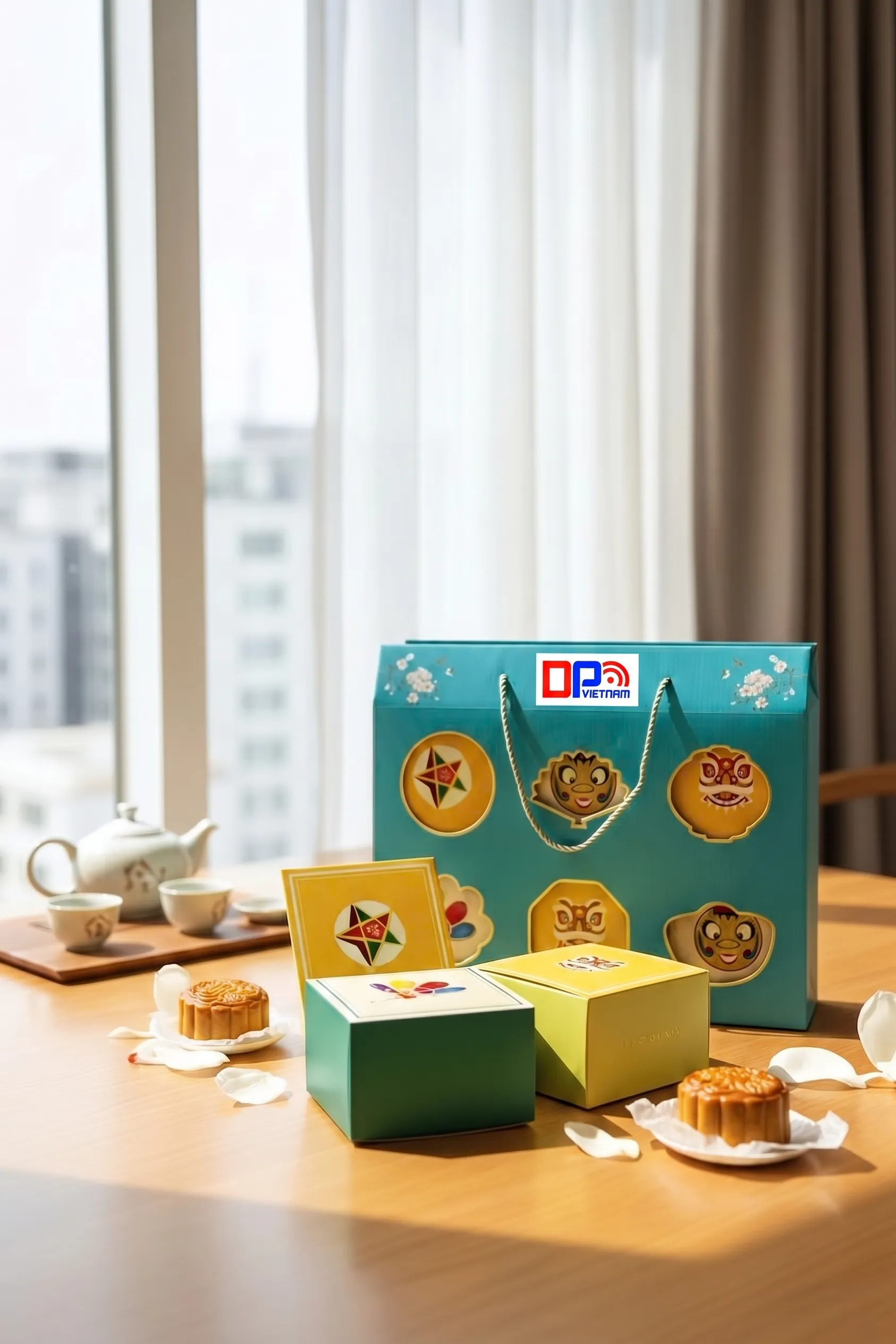 Hộp Đựng Bánh Trung Thu Dáng Túi Xách Đục Cửa Sổ Cao Cấp, Thiết Kế Độc Quyền Theo Yêu Cầu
