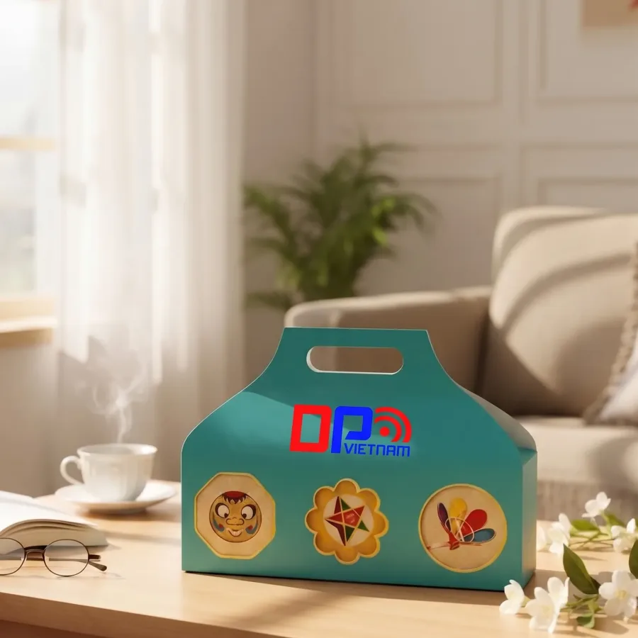 Hộp Đựng Bánh Trung Thu Quai Xách Liền Khối Cao Cấp, Thiết Kế Độc Quyền Theo Yêu Cầu