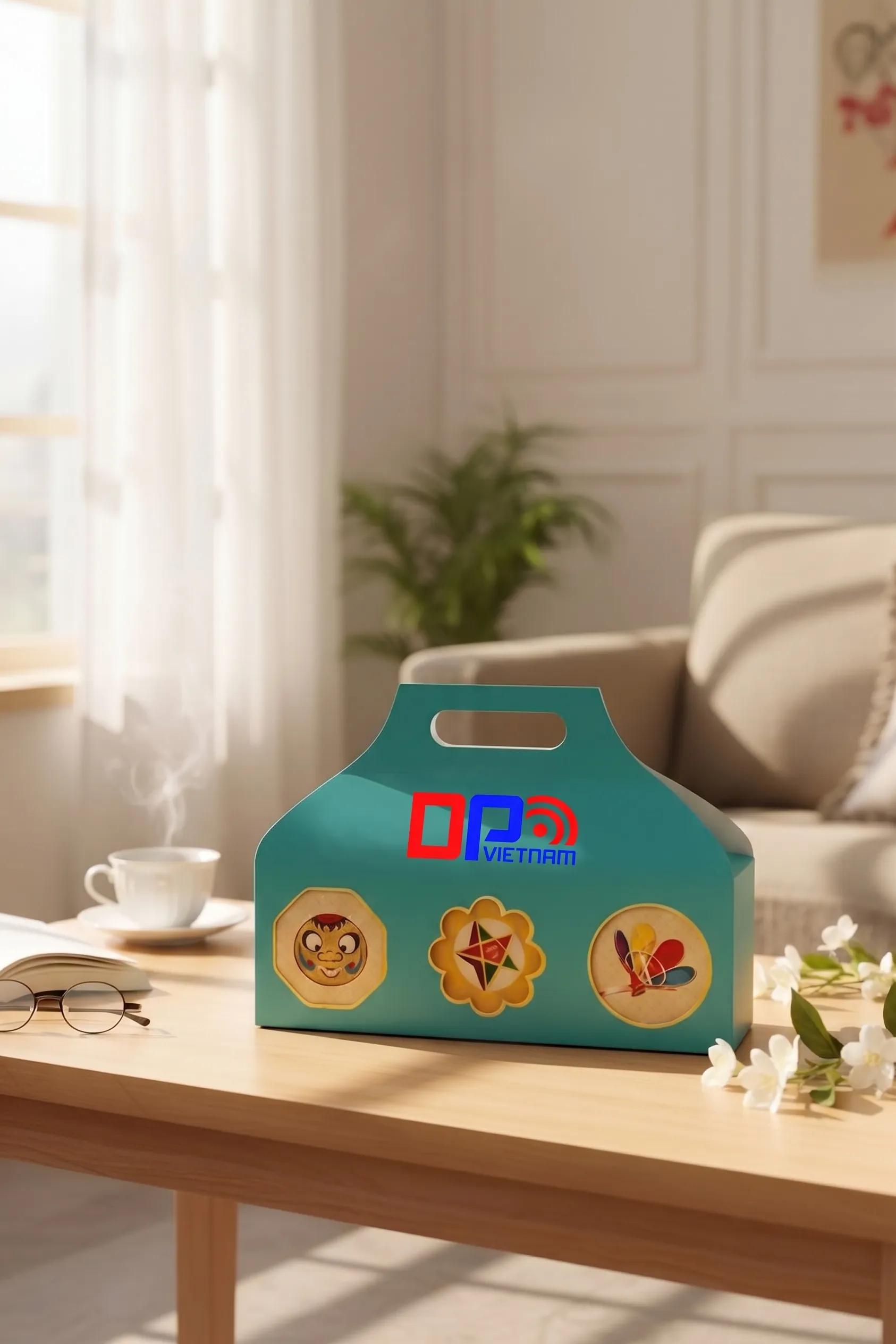 Hộp Đựng Bánh Trung Thu Quai Xách Liền Khối Cao Cấp, Thiết Kế Độc Quyền Theo Yêu Cầu