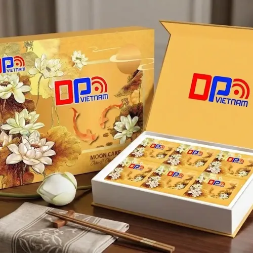 Hộp Đựng Bánh Trung Thu Nắp Nam Châm Họa Tiết Hoa Sen Cao Cấp, Thiết Kế Độc Quyền Theo Yêu Cầu